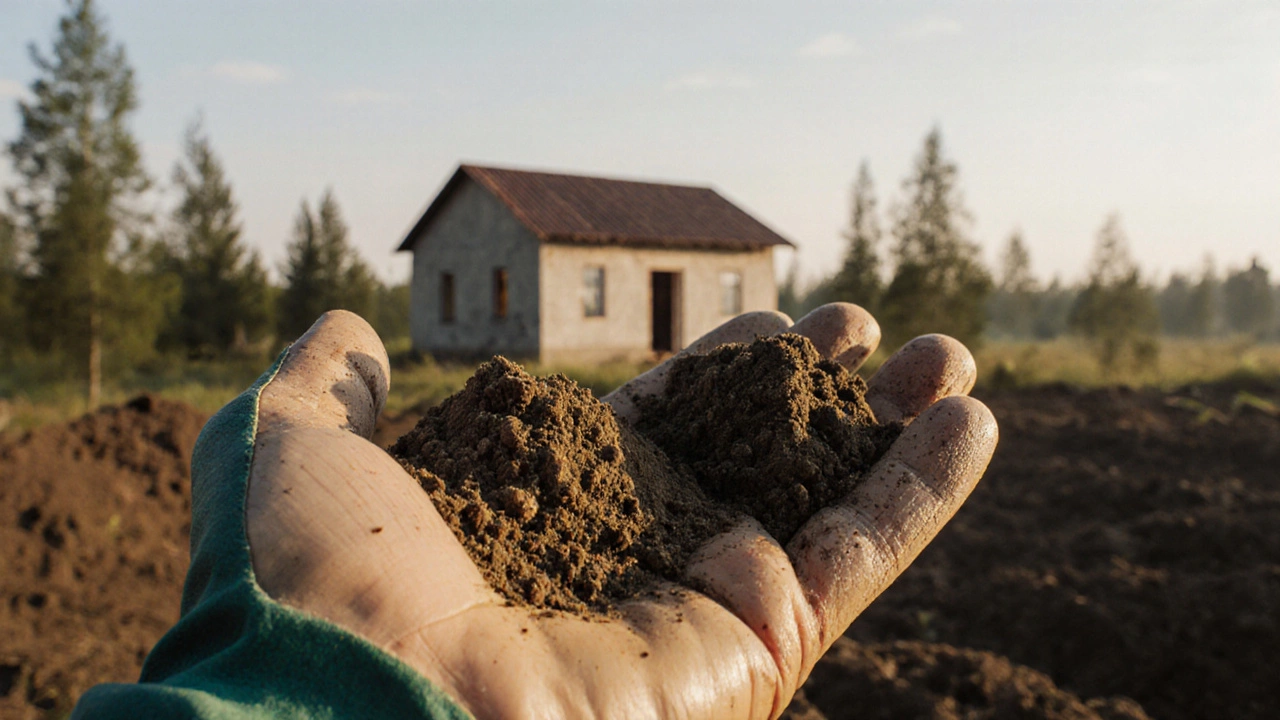 Сравнение сухой и влажной земли — проверка готовности грунта для строительства.