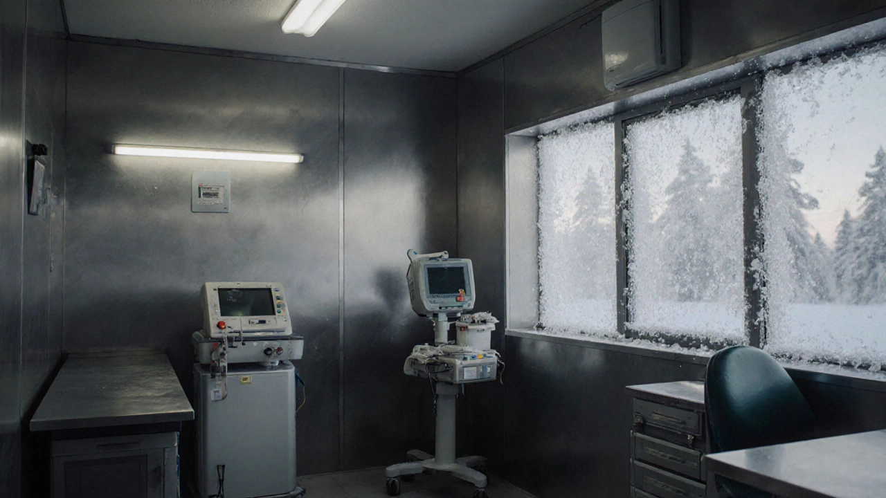 Внутренний вид сельской амбулатории с разделенными зонами для приема и стерилизации.