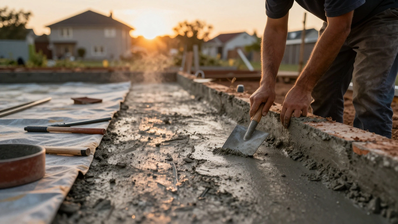 Излишки бетона использованы для дорожки и подпорной стены на участке.