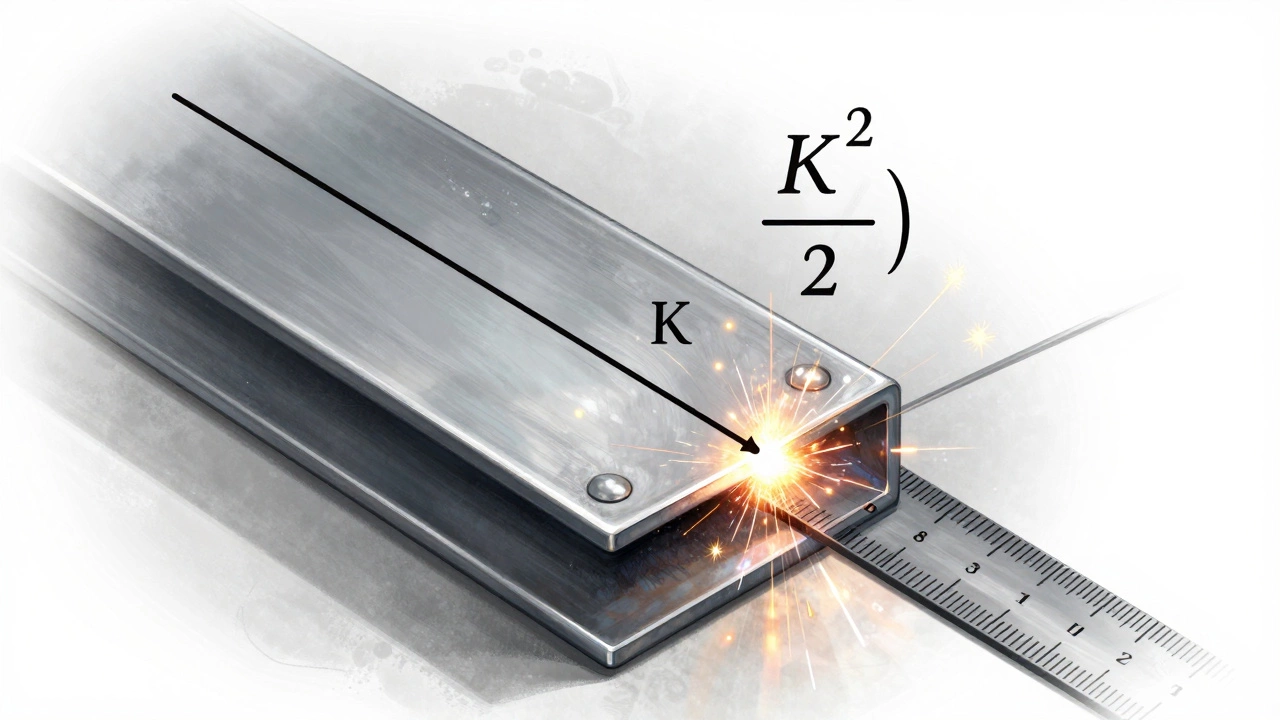 Схема углового сварного шва с обозначением катета и формулой расчета площади сечения.