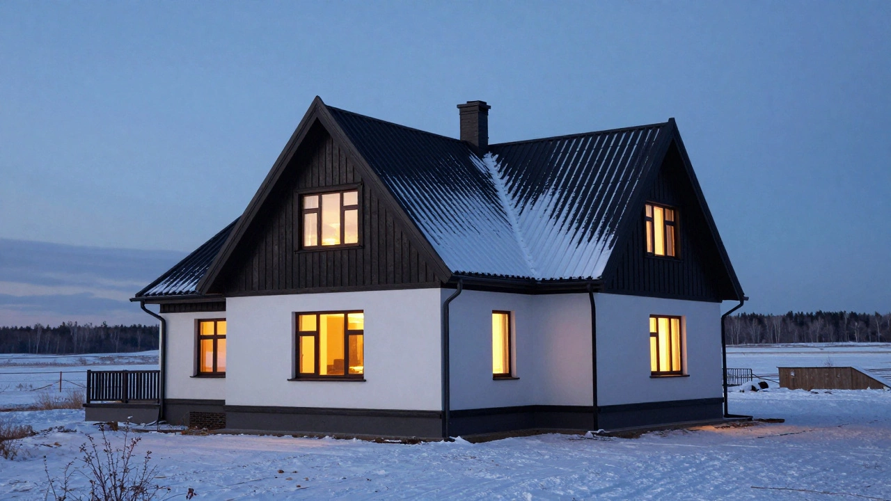 Одноэтажный дом с правильно рассчитанными пропорциями стен и двускатной крышей